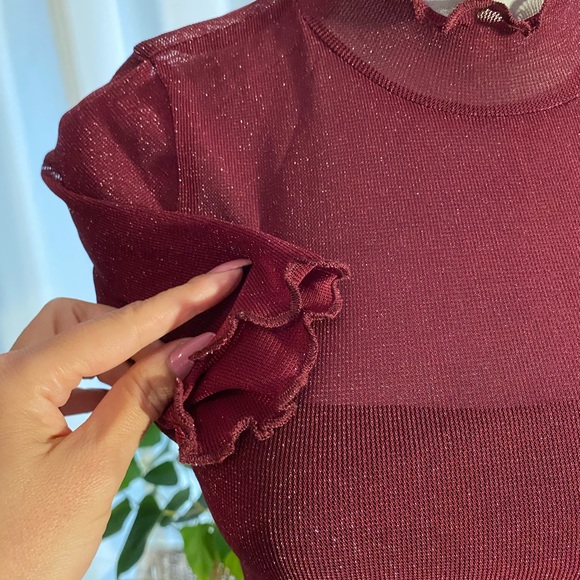 Beautiful Burgundy See Through Top - Picture 2 of 7